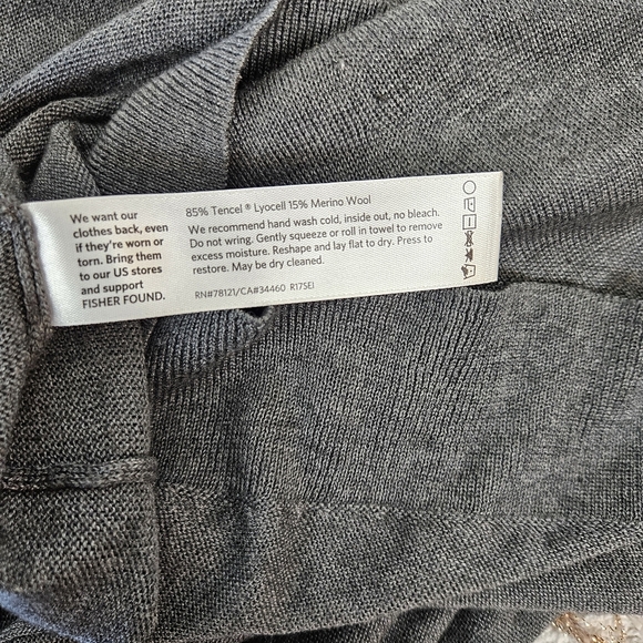 Eileen Fisher Tencel Merino Wool Open Front Light Cardigan XS Minimalist Gray - Picture 5 of 5